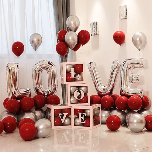 婚房布置不踩雷 LOVE铝膜气球+透明盒子套装，如何让小预算也有大牌感